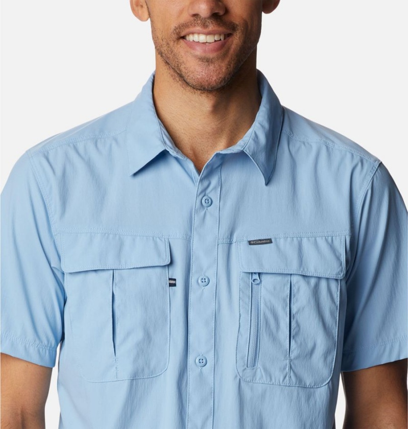 Blue Columbia Newton Ridge II Short Sleeve Men's Shirt | 75389JDQH