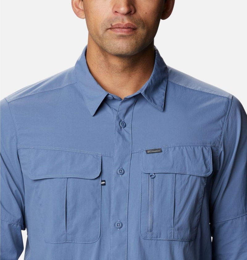 Blue Columbia Newton Ridge Long Sleeve Men's Shirt | 03715AERN