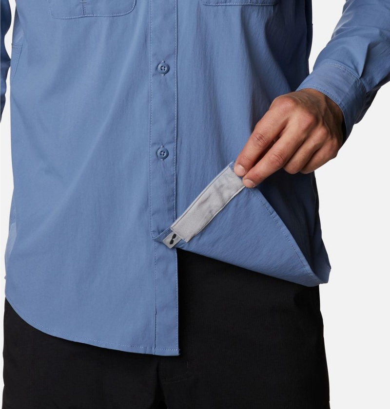 Blue Columbia Newton Ridge Long Sleeve Men's Shirt | 03715AERN