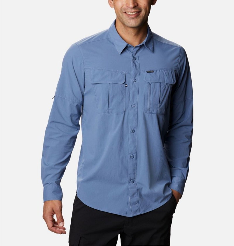 Blue Columbia Newton Ridge Long Sleeve Men\'s Shirt | 03715AERN