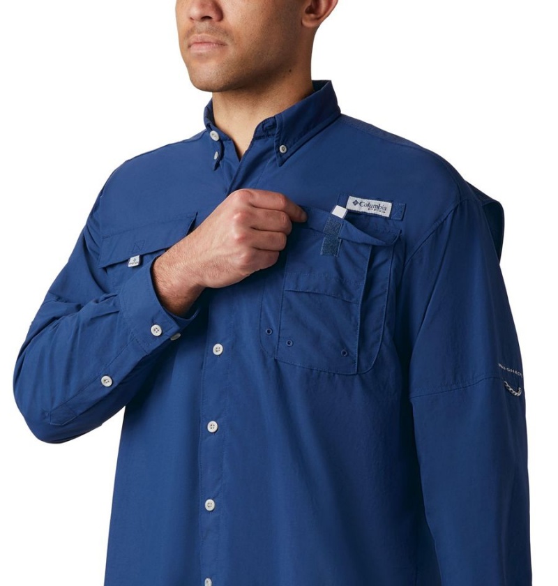 Blue Columbia PFG Bahama II Long Sleeve Men's Shirt | 03684PUKG