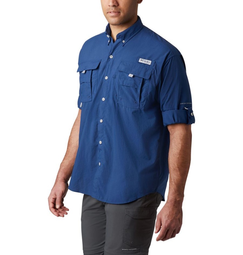 Blue Columbia PFG Bahama II Long Sleeve Men's Shirt | 03684PUKG