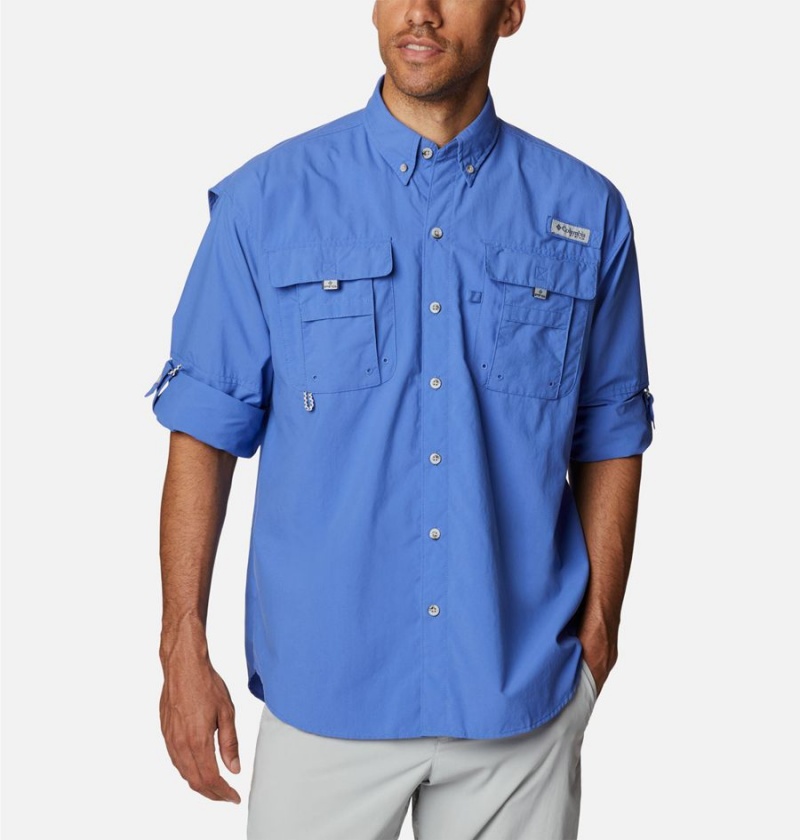 Blue Columbia PFG Bahama II Long Sleeve Men's Shirt | 30194WGSD