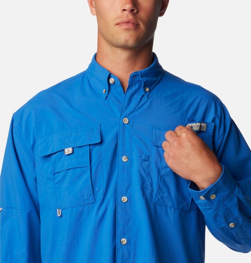 Blue Columbia PFG Bahama II Long Sleeve Men's Shirt | 43019TAOQ