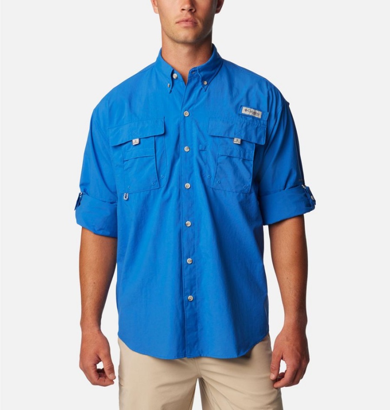 Blue Columbia PFG Bahama II Long Sleeve Men's Shirt | 43019TAOQ