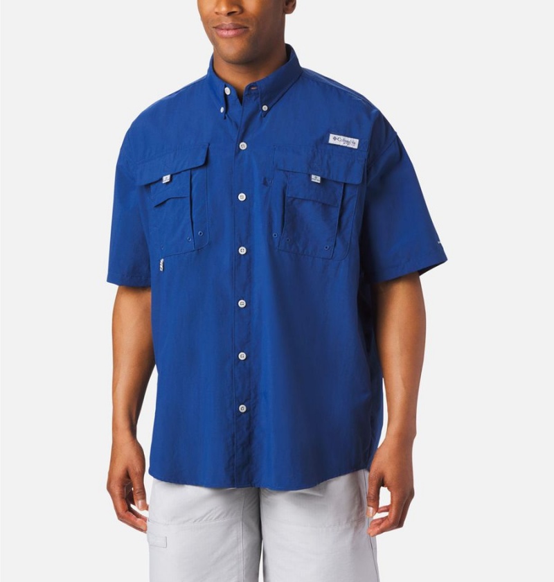 Blue Columbia PFG Bahama II Short Sleeve Men\'s Shirt | 46938UNPM