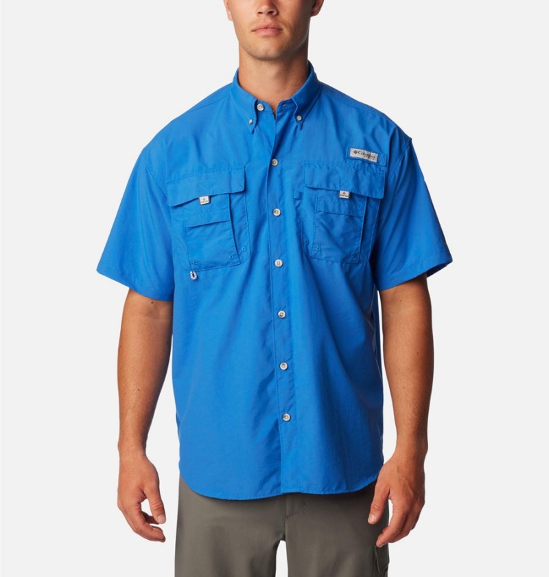 Blue Columbia PFG Bahama II Short Sleeve Men\'s Shirt | 95842UYIX