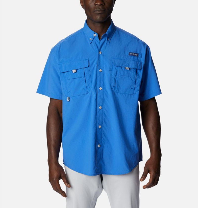 Blue Columbia PFG Bahama Icon Short Sleeve Men\'s Shirt | 34502MQEC