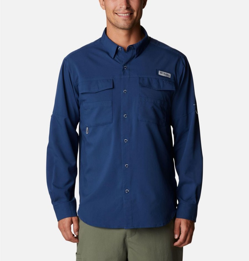 Blue Columbia PFG Blood and Guts IV Woven Long Sleeve Men\'s Shirt | 34517TQDY