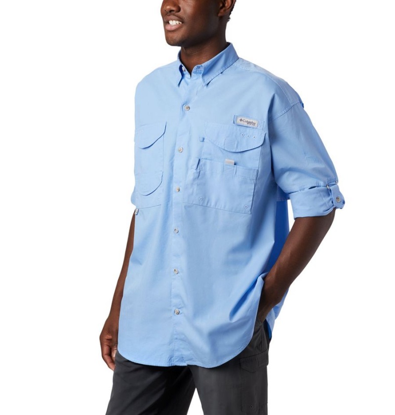 Blue Columbia PFG Bonehead Long Sleeve Men's Shirt | 26980BXAF