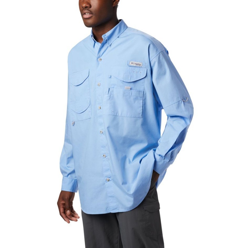 Blue Columbia PFG Bonehead Long Sleeve Men\'s Shirt | 26980BXAF