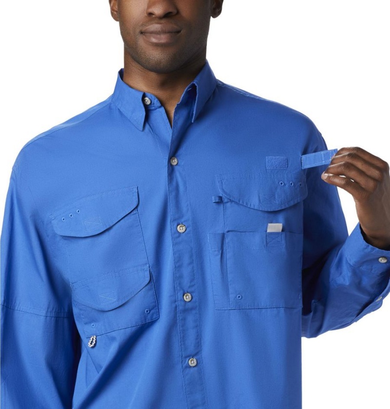 Blue Columbia PFG Bonehead Long Sleeve Men's Shirt | 23876LPEU