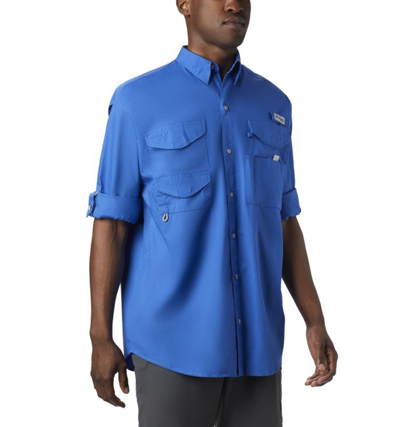 Blue Columbia PFG Bonehead Long Sleeve Men's Shirt | 23876LPEU