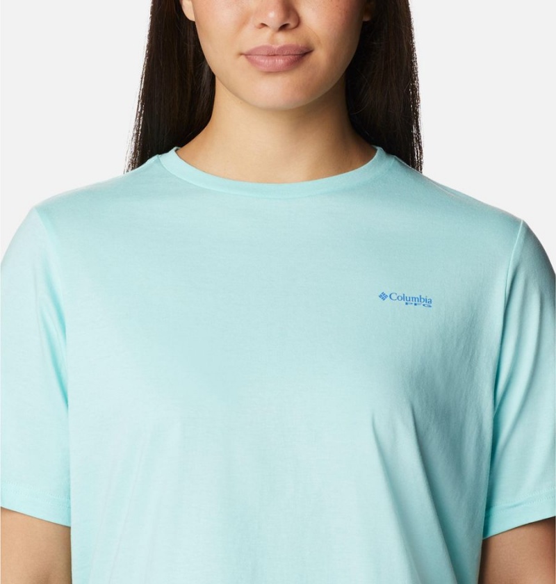 Blue Columbia PFG Bramley Bay Relaxed Women's T-Shirt | 80962NTAS