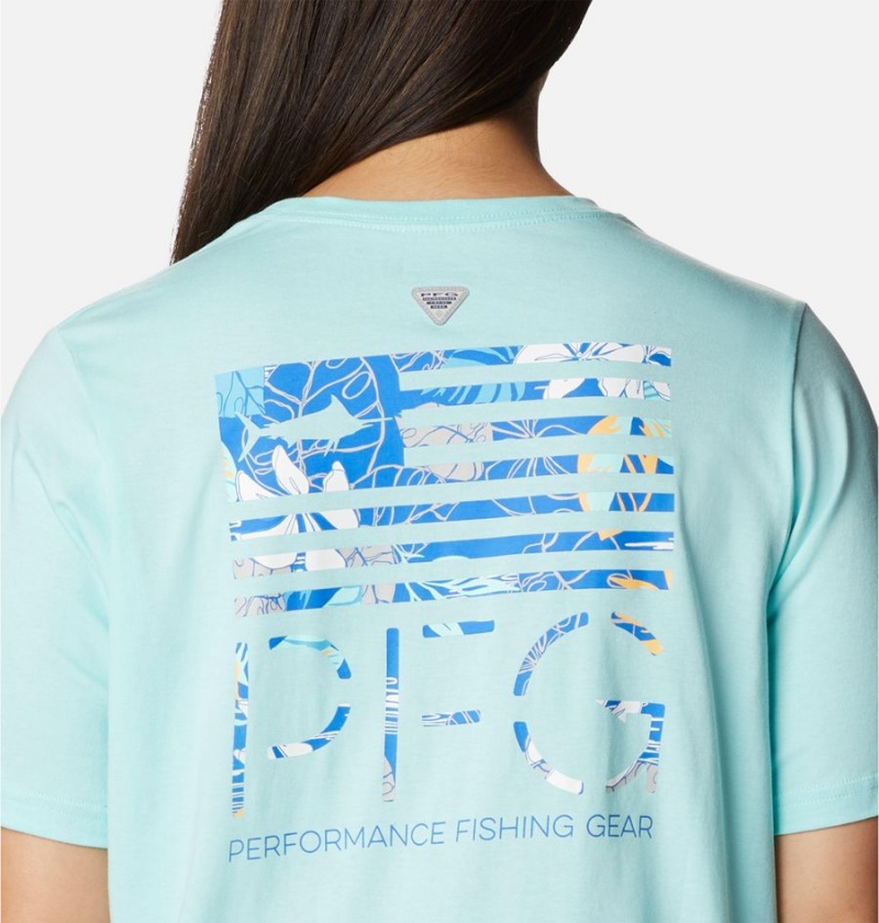 Blue Columbia PFG Bramley Bay Relaxed Women's T-Shirt | 80962NTAS