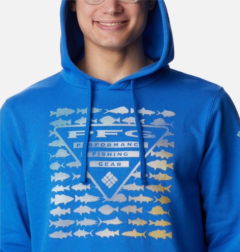 Blue Columbia PFG Elements Men's Hoodie | 06218EMDP