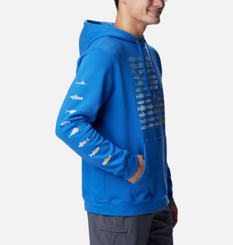 Blue Columbia PFG Elements Men's Hoodie | 06218EMDP