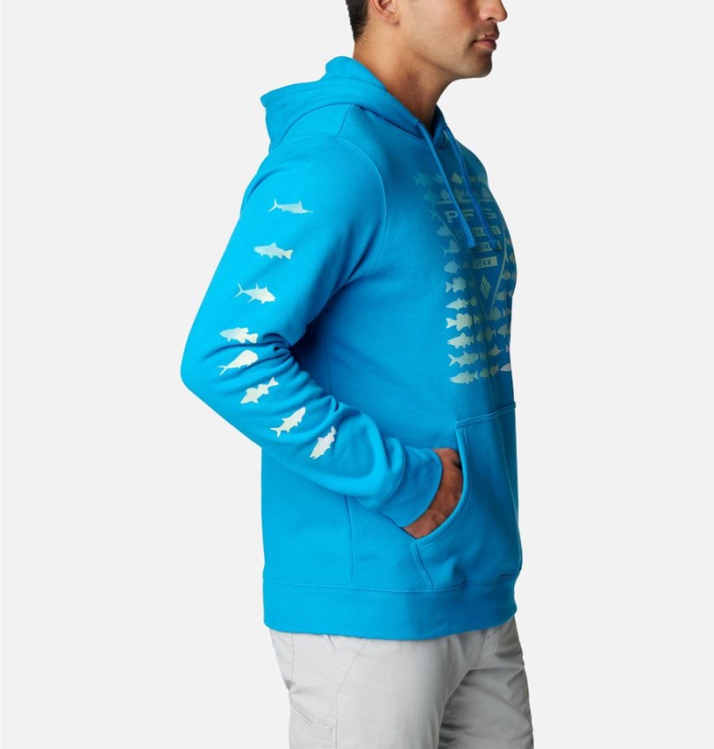 Blue Columbia PFG Elements Men's Hoodie | 07143OXJS