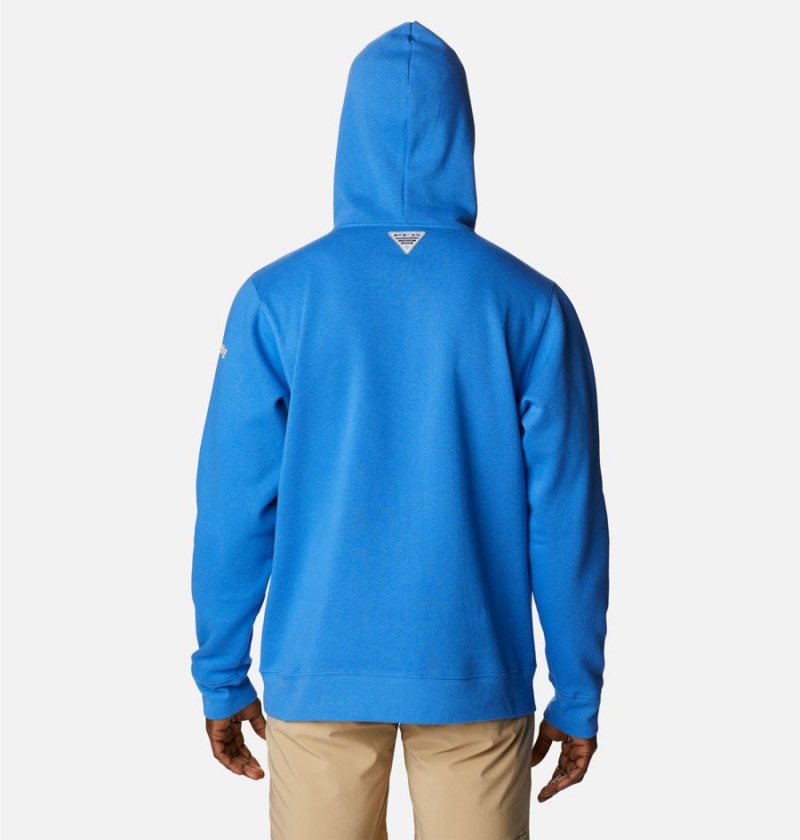 Blue Columbia PFG Fish Flag II Men's Hoodie | 10986HMDR