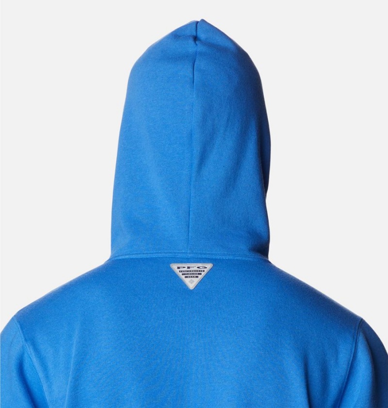 Blue Columbia PFG Fish Flag II Men's Hoodie | 10986HMDR