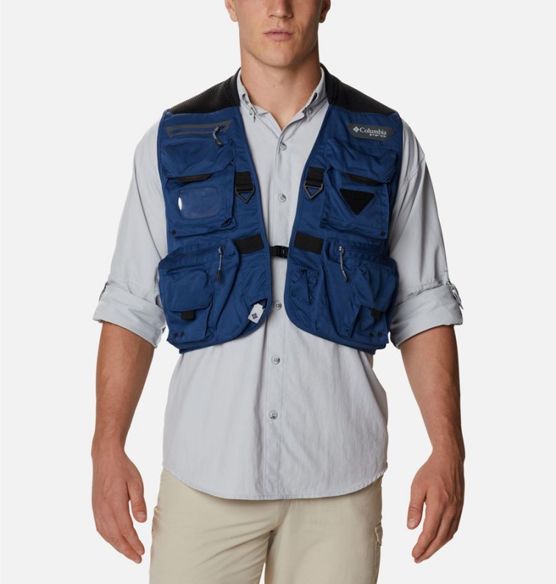 Blue Columbia PFG Henry\'s Fork V Men\'s Vest | 92853SUIW