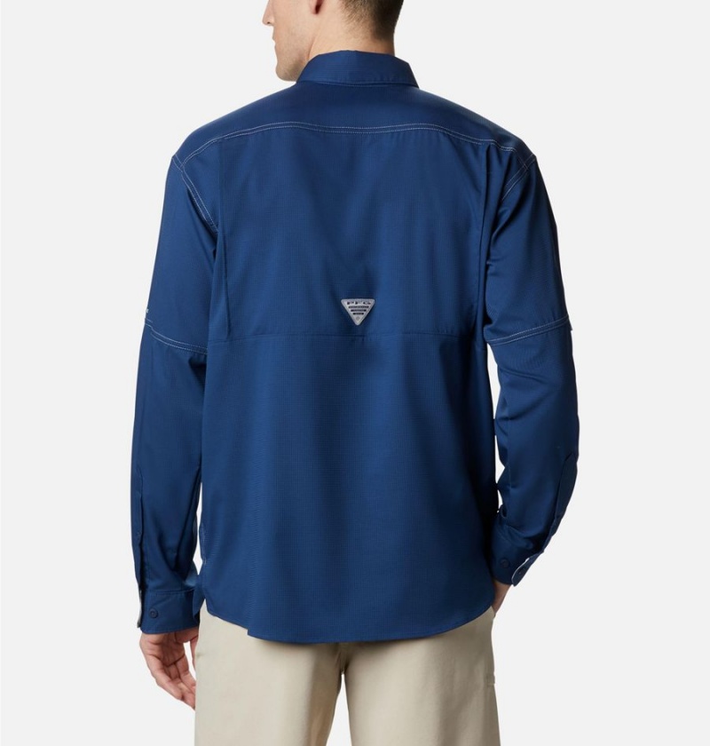 Blue Columbia PFG Low Drag Offshore Long Sleeve Men's Shirt | 52398LQYI