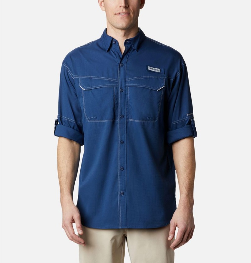 Blue Columbia PFG Low Drag Offshore Long Sleeve Men's Shirt | 52398LQYI