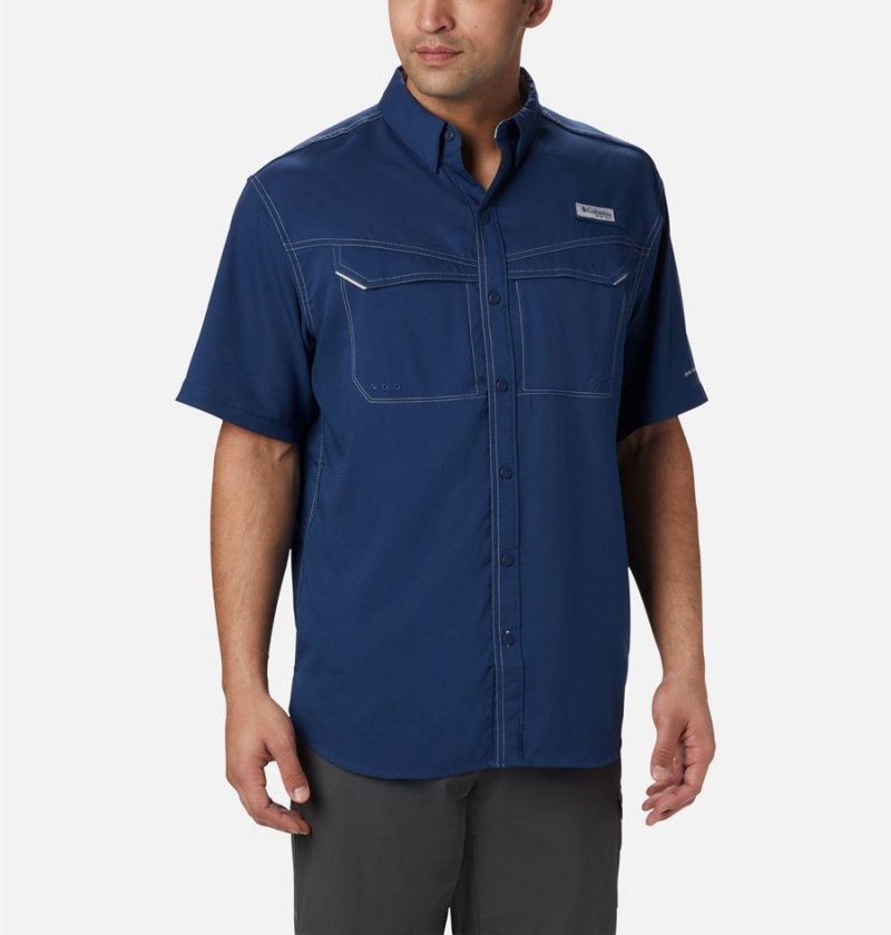 Blue Columbia PFG Low Drag Offshore Short Sleeve Men\'s Shirt | 51348LEAM