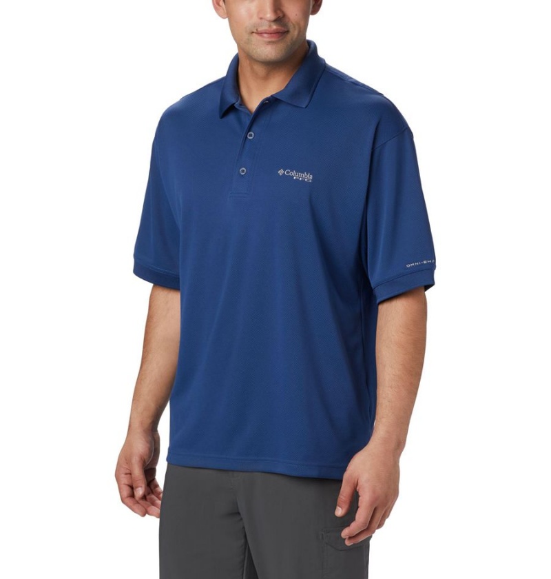 Blue Columbia PFG Perfect Cast Men\'s Polo Shirt | 68403LXCE