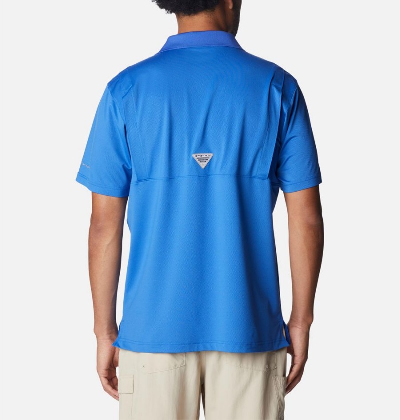 Blue Columbia PFG Skiff Cast Men's Polo Shirt | 69417SOWR