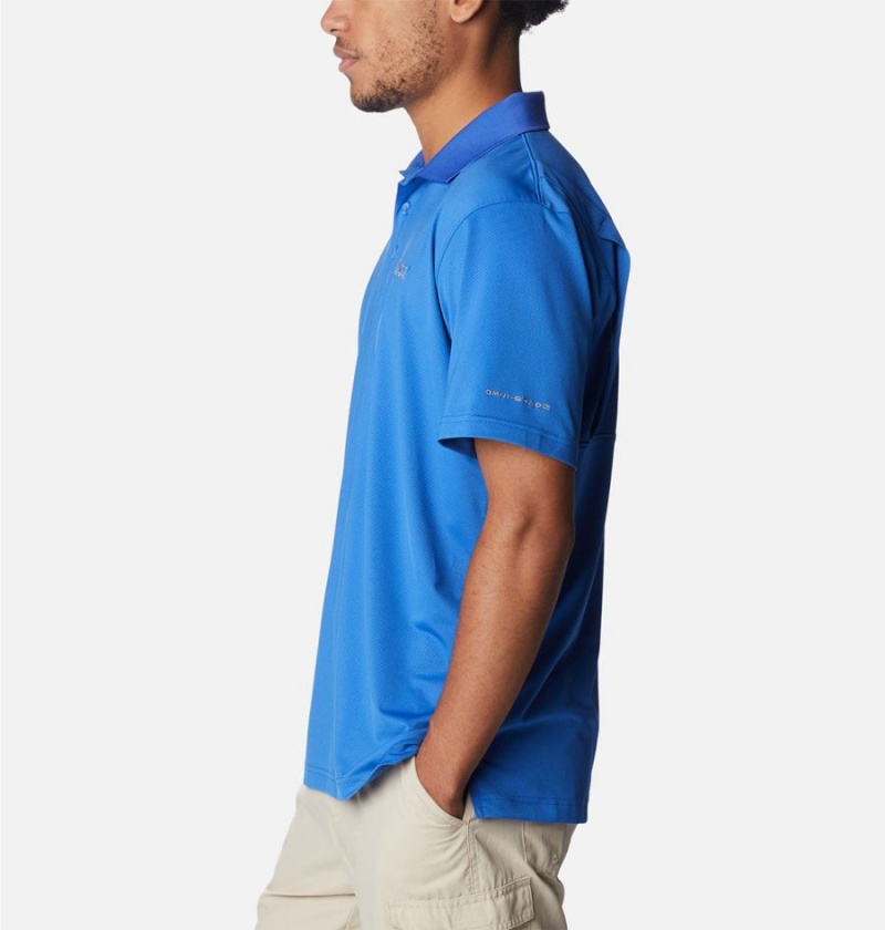 Blue Columbia PFG Skiff Cast Men's Polo Shirt | 69417SOWR