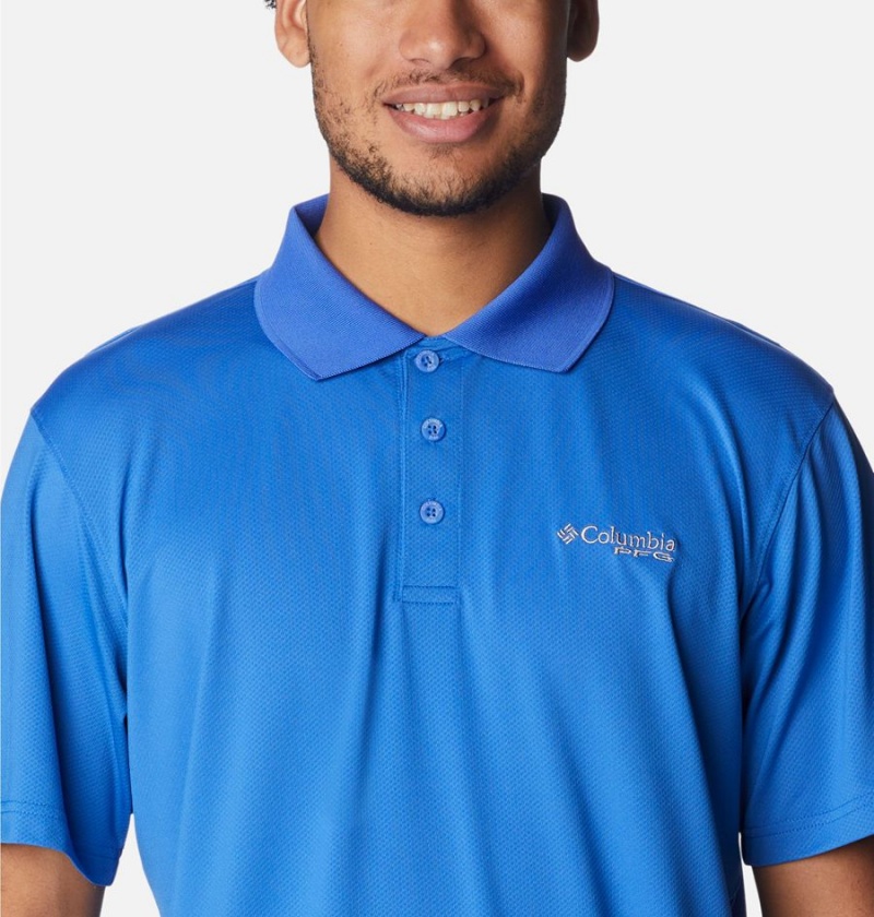 Blue Columbia PFG Skiff Cast Men's Polo Shirt | 69417SOWR