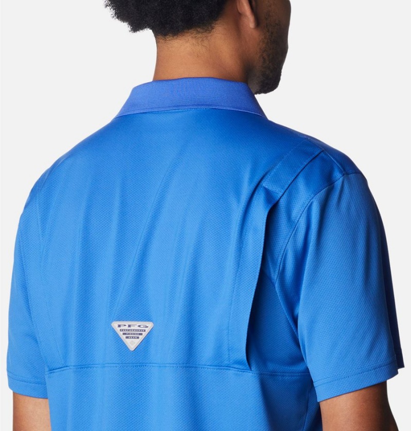 Blue Columbia PFG Skiff Cast Men's Polo Shirt | 69417SOWR