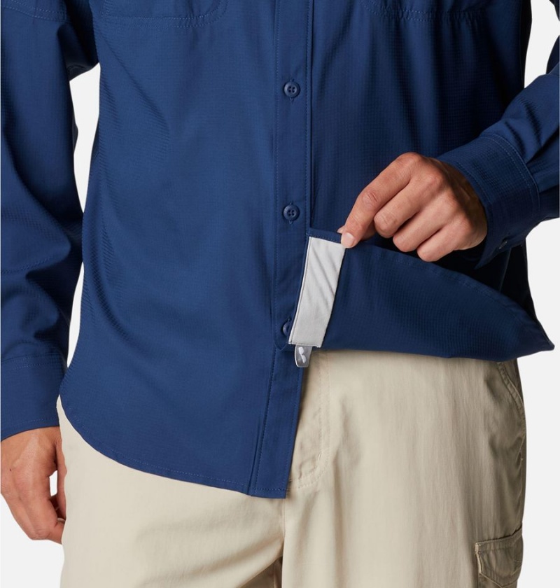 Blue Columbia PFG Skiff Guide Woven Long Sleeve Men's Shirt | 35697YFZT