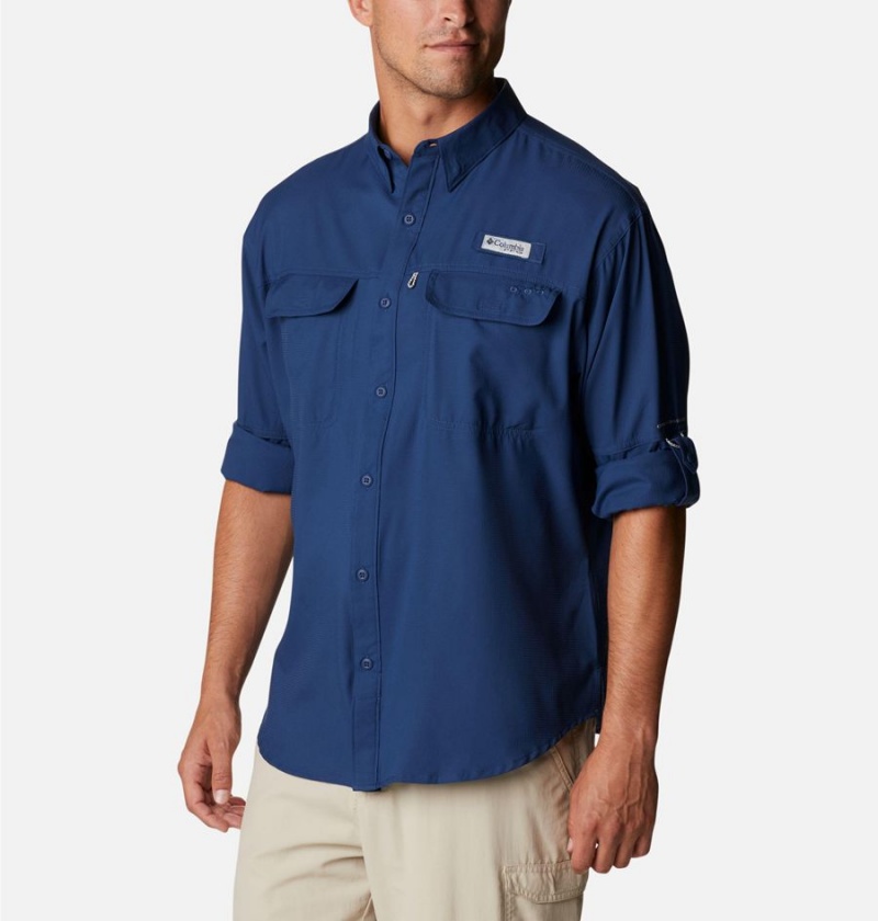 Blue Columbia PFG Skiff Guide Woven Long Sleeve Men's Shirt | 35697YFZT