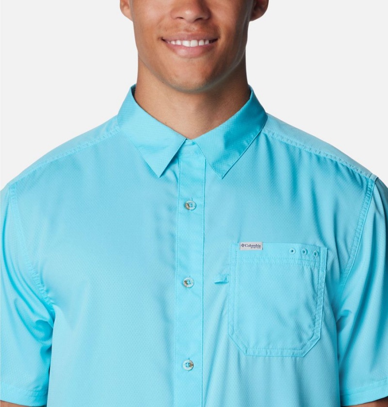 Blue Columbia PFG Slack Tide Camp Men's Shirt | 96025FNBK