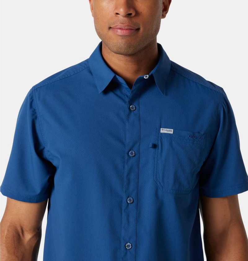 Blue Columbia PFG Slack Tide Camp Men's Shirt | 19365PEMX