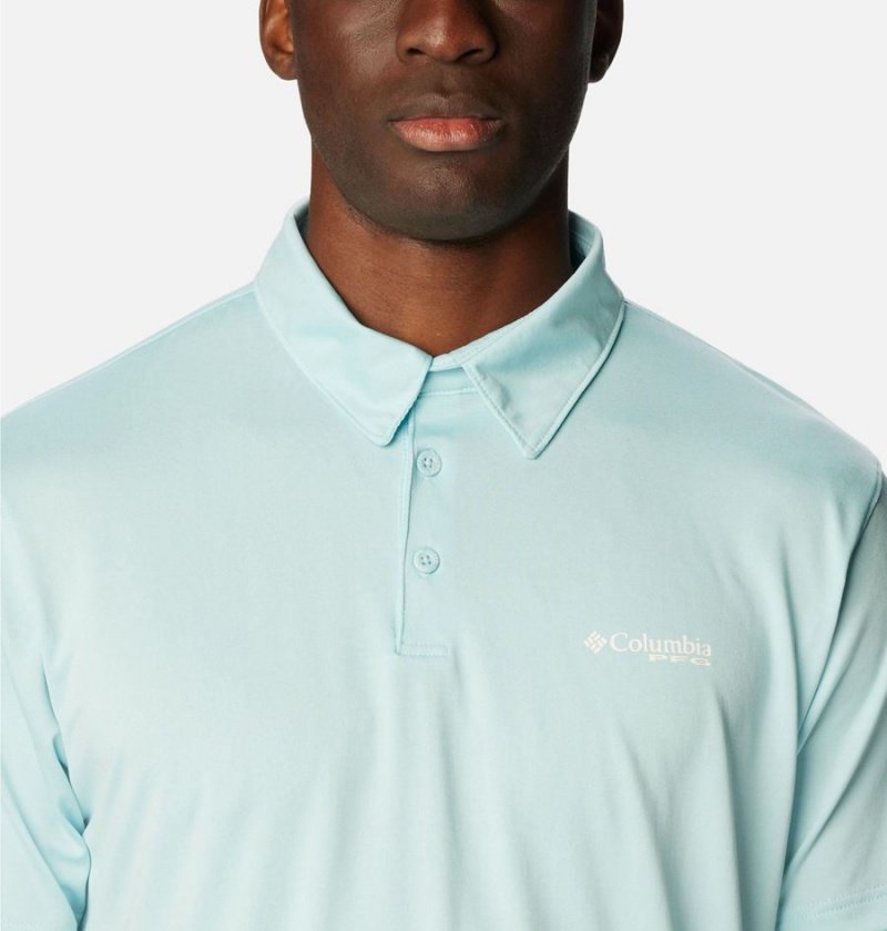 Blue Columbia PFG Slack Tide Stretch Men's Polo Shirt | 75926QAOL