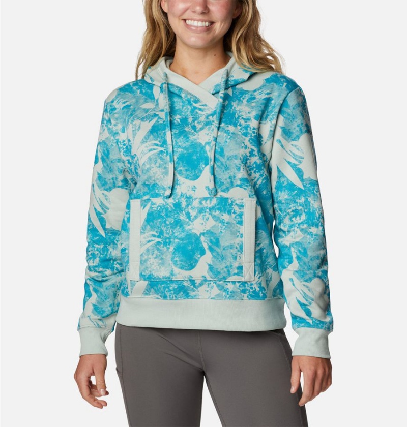 Blue Columbia PFG Slack Water French Terry Women\'s Hoodie | 40983HUQW