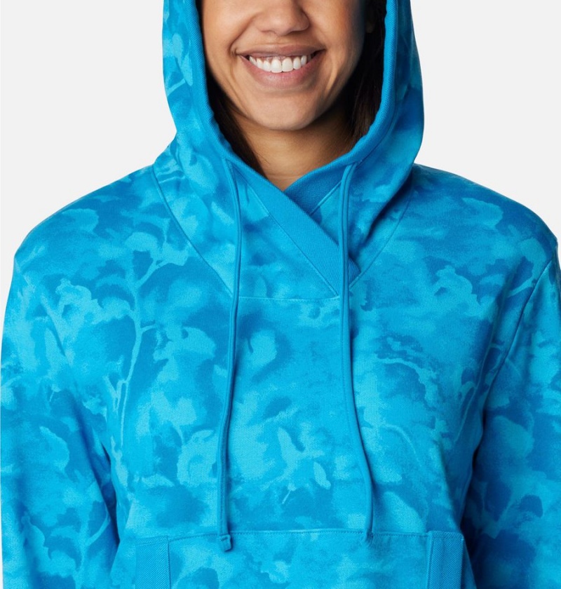 Blue Columbia PFG Slack Water French Terry Women's Hoodie | 94632DLHX