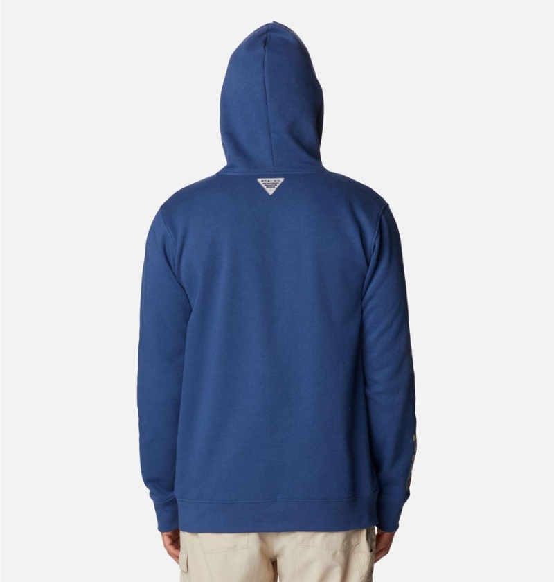 Blue Columbia PFG Sleeve II Graphic Men's Hoodie | 58293KVUQ