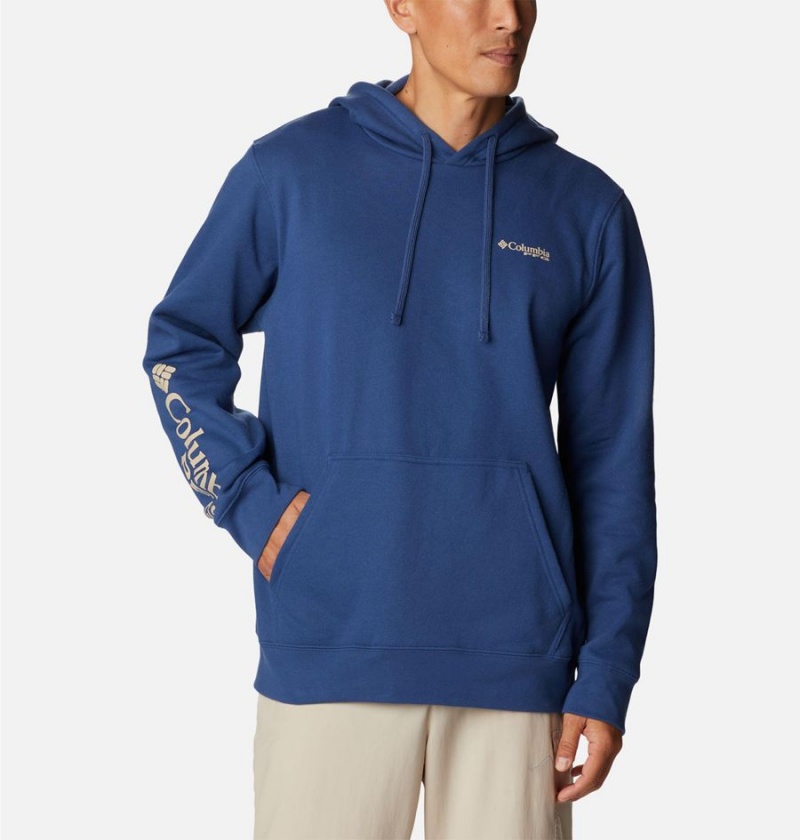 Blue Columbia PFG Sleeve II Graphic Men's Hoodie | 58293KVUQ