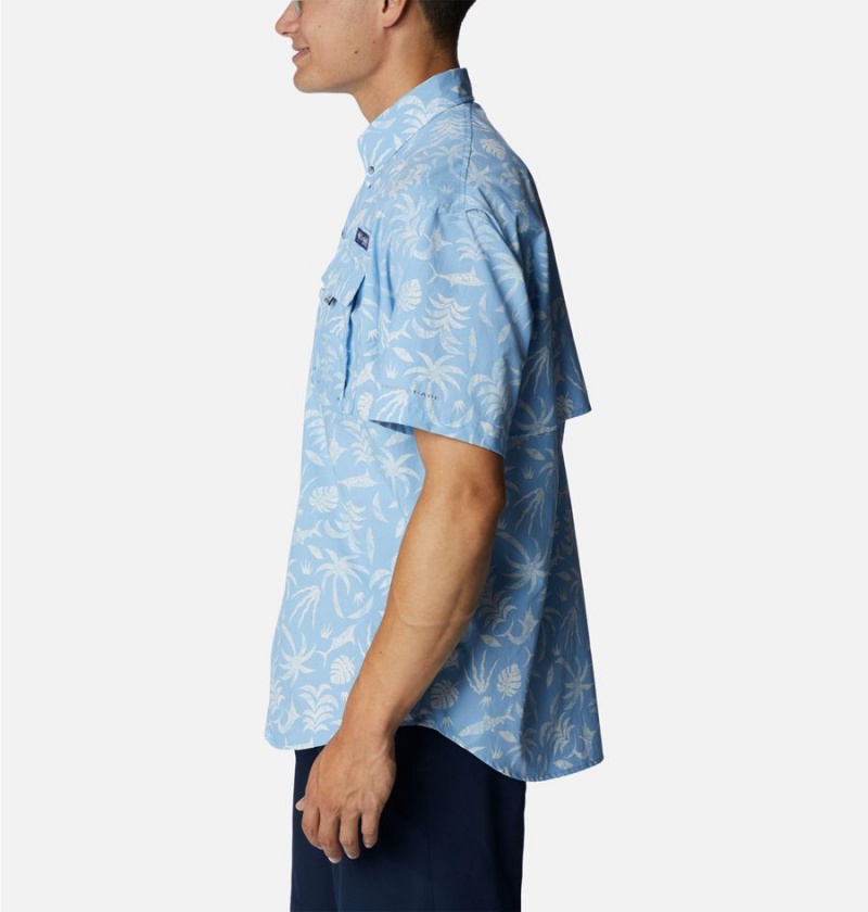 Blue Columbia PFG Super Bahama Short Sleeve Men's Shirt | 71635MAFK