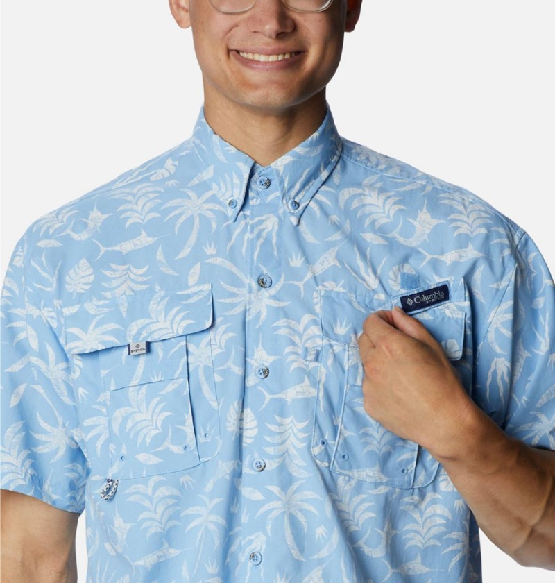 Blue Columbia PFG Super Bahama Short Sleeve Men's Shirt | 71635MAFK