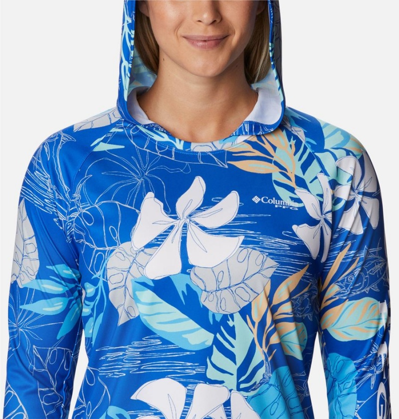 Blue Columbia PFG Super Tidal Tee Women's Hoodie | 45862XPSI