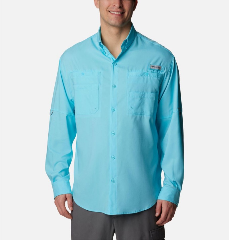 Blue Columbia PFG Tamiami II Long Sleeve Men\'s Shirt | 87620DXBS