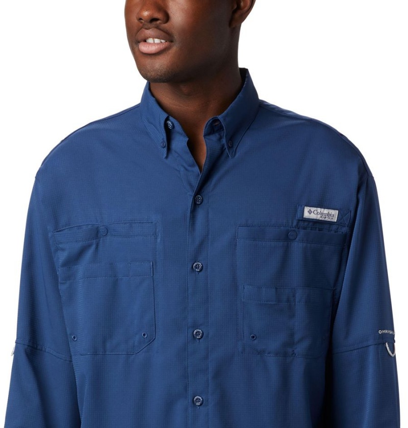 Blue Columbia PFG Tamiami II Long Sleeve Men's Shirt | 10827NGVY