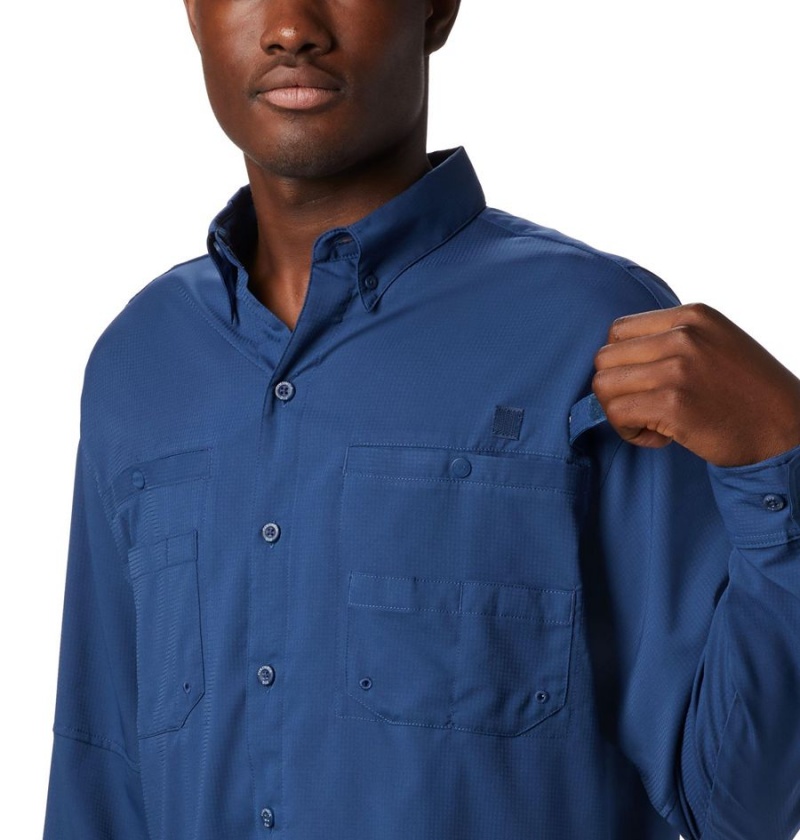 Blue Columbia PFG Tamiami II Long Sleeve Men's Shirt | 10827NGVY