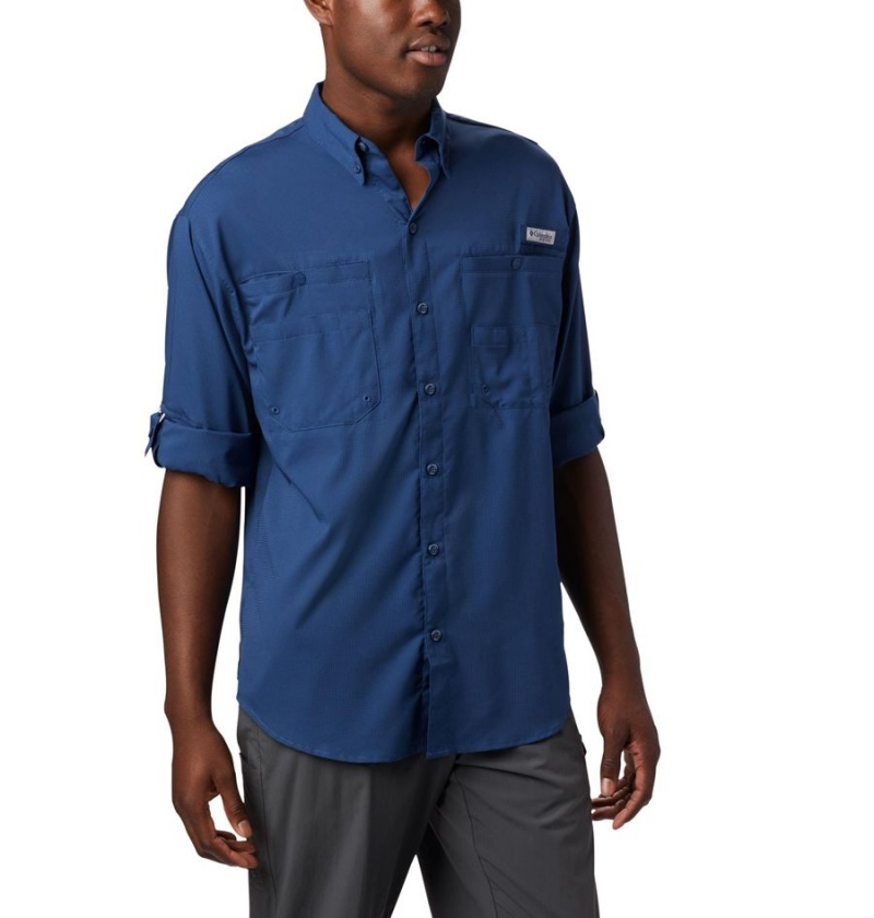 Blue Columbia PFG Tamiami II Long Sleeve Men's Shirt | 10827NGVY