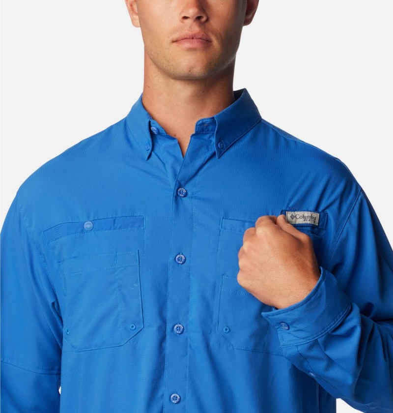 Blue Columbia PFG Tamiami II Long Sleeve Men's Shirt | 16049BPXO